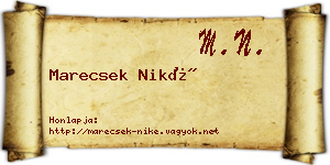 Marecsek Niké névjegykártya